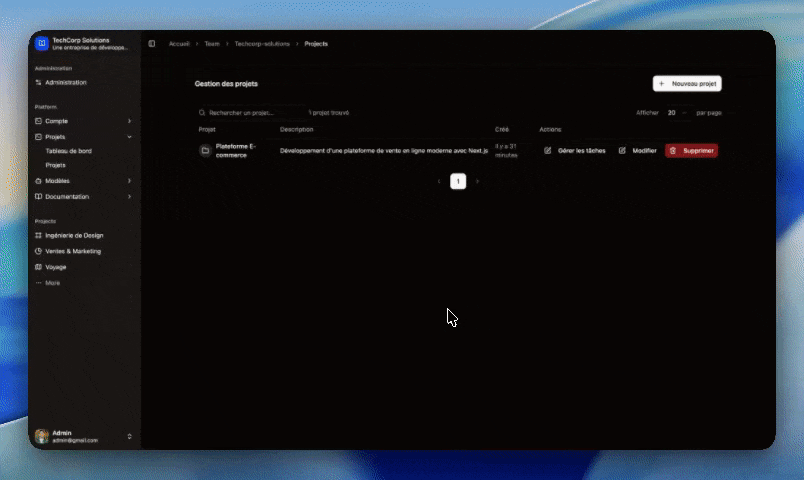 Admin dashboard demo